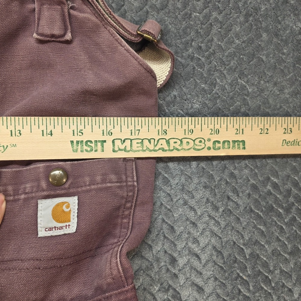 Vintage Carhartt WR027 Women's 6x30 Dark Plum Insulated Bib Overalls Distressed - Picture 11 of 15